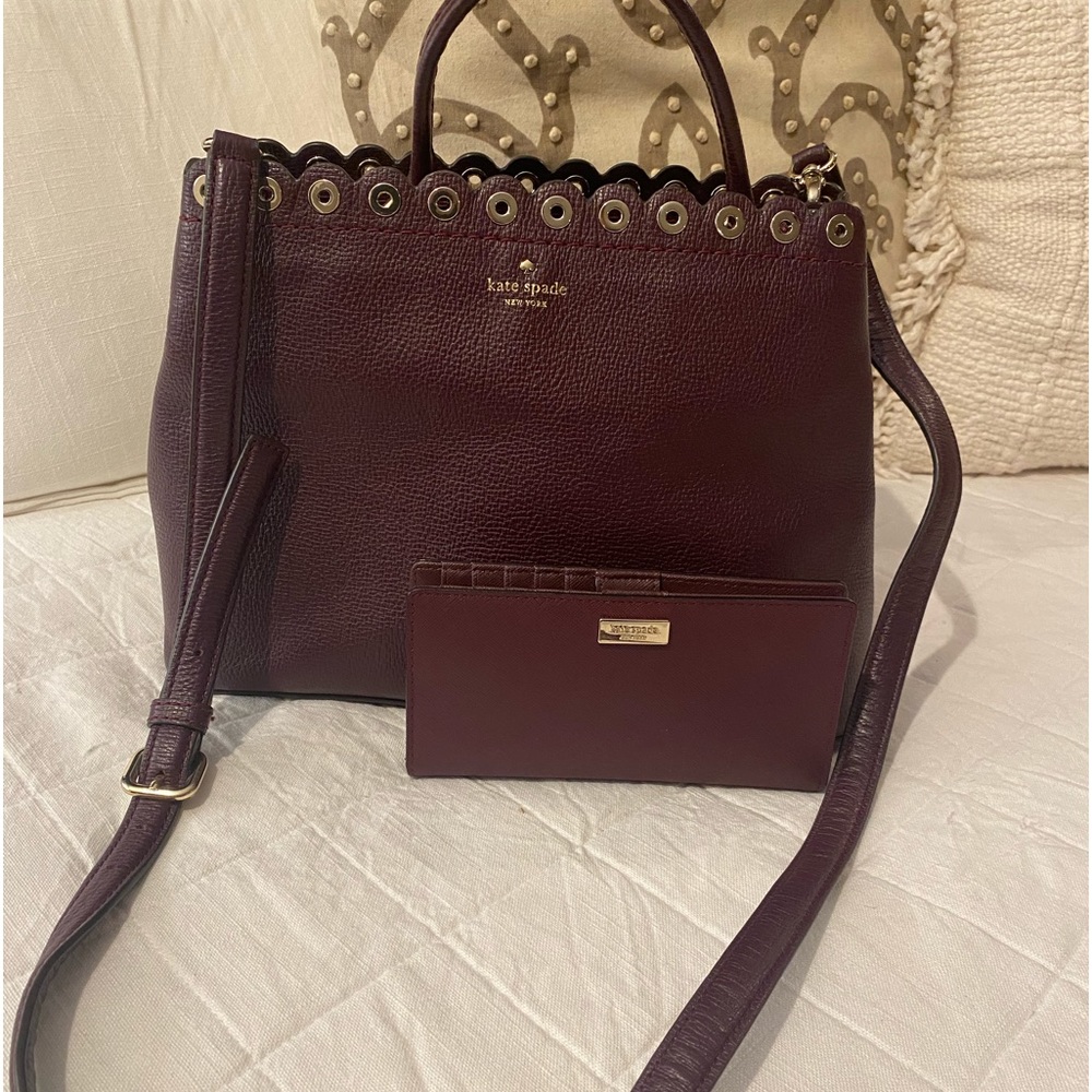 Kate Spade Crossbody Bag & Matching Wallet in Eggplant Color